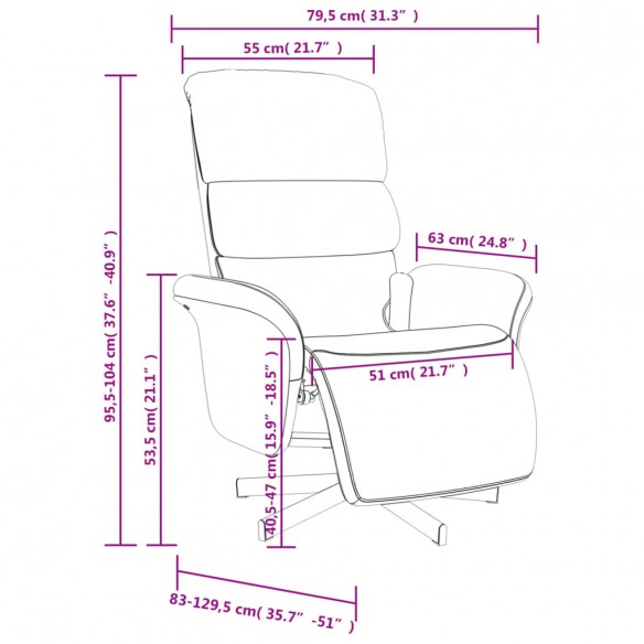 Fauteuil inclinable de massage et repose-pieds gris foncé tissu