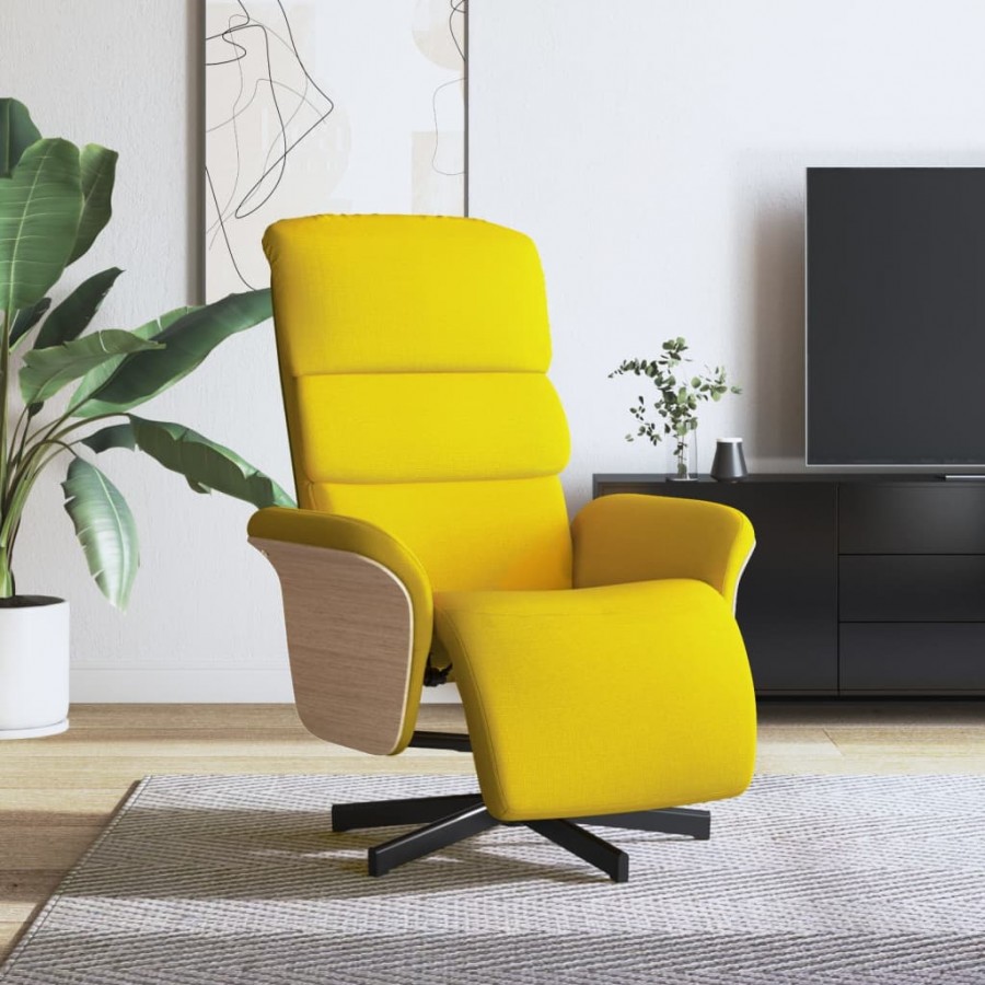 Fauteuil inclinable avec repose-pieds jaune clair tissu