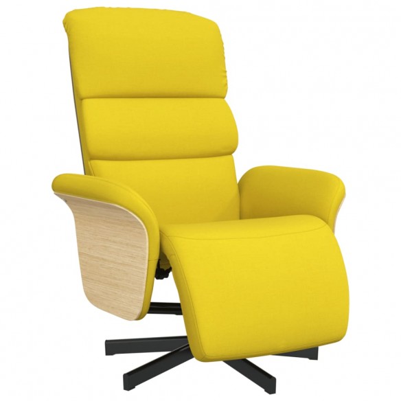 Fauteuil inclinable avec repose-pieds jaune clair tissu