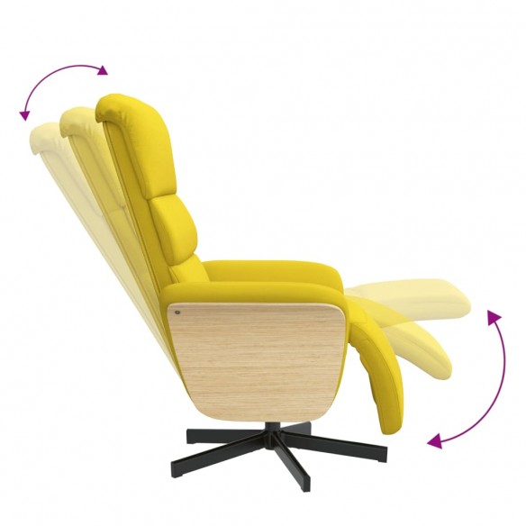 Fauteuil inclinable avec repose-pieds jaune clair tissu