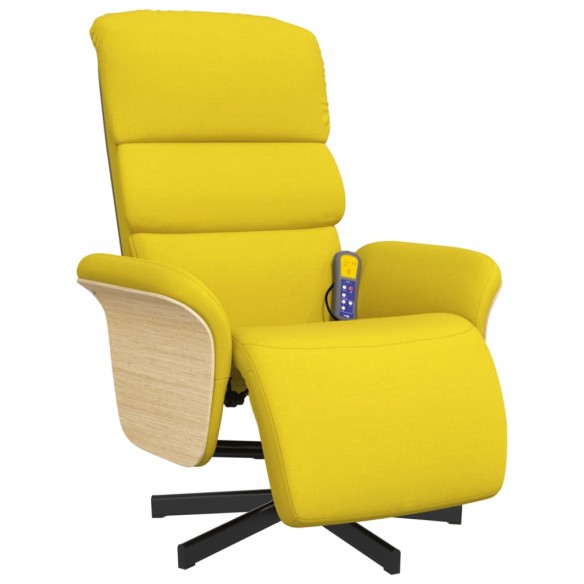 Fauteuil inclinable de massage repose-pieds jaune clair tissu