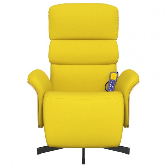 Fauteuil inclinable de massage repose-pieds jaune clair tissu