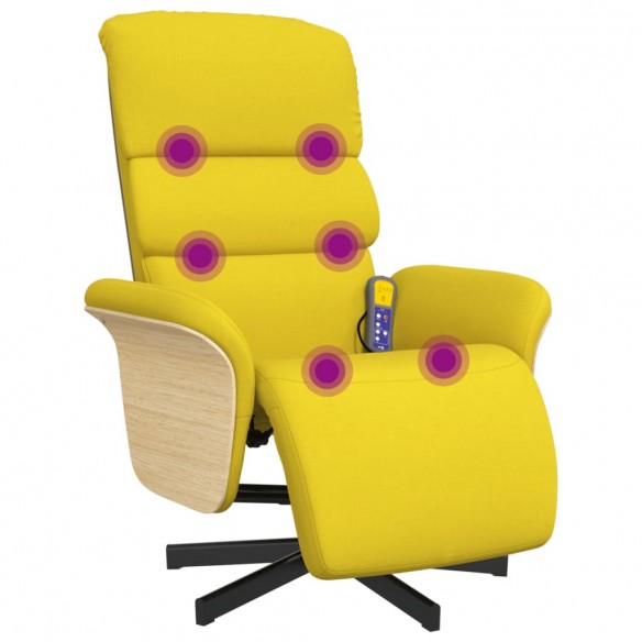 Fauteuil inclinable de massage repose-pieds jaune clair tissu