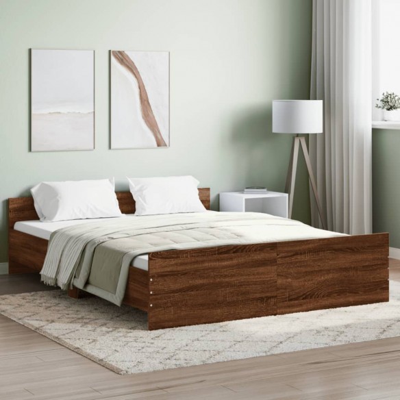 Cadre de lit tête de lit et pied de lit chêne marron 150x200 cm