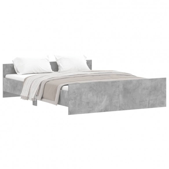 Cadre de lit tête de lit et pied de lit gris béton 150x200 cm