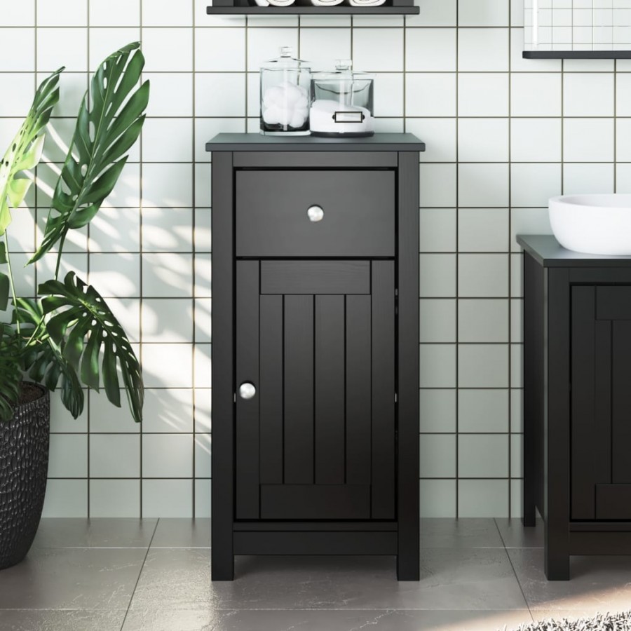 Armoire de salle de bain BERG noir 40x34x80 cm pin massif