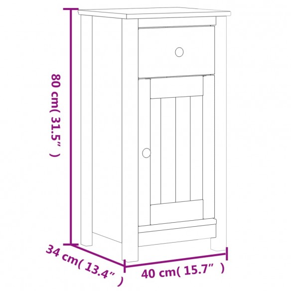 Armoire de salle de bain BERG noir 40x34x80 cm pin massif