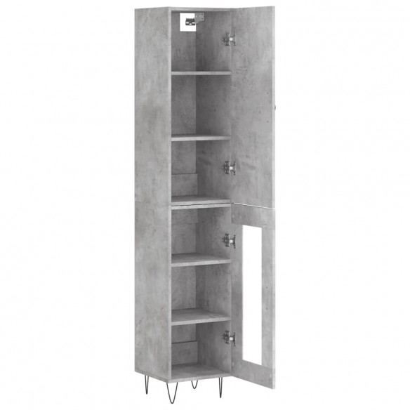 Buffet haut Gris béton 34,5x34x180 cm Bois d'ingénierie