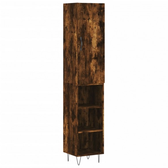 Buffet haut Chêne fumé 34,5x34x180 cm Bois d'ingénierie