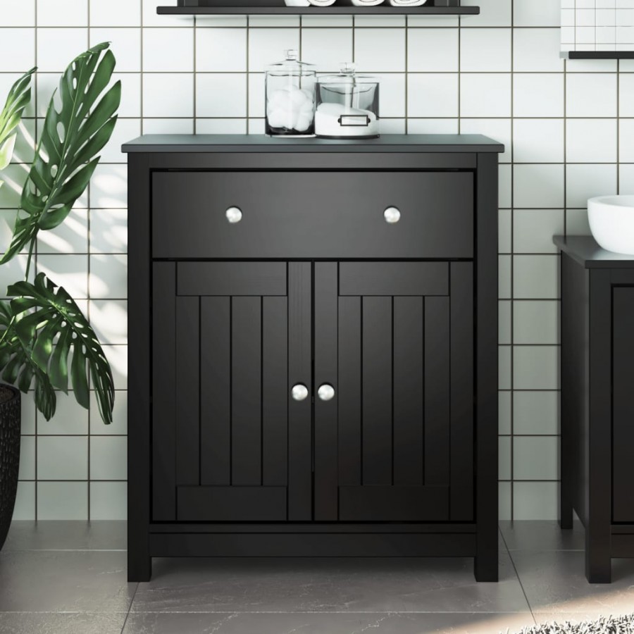 Armoire de salle de bain BERG noir 69,5x34x80 cm pin massif