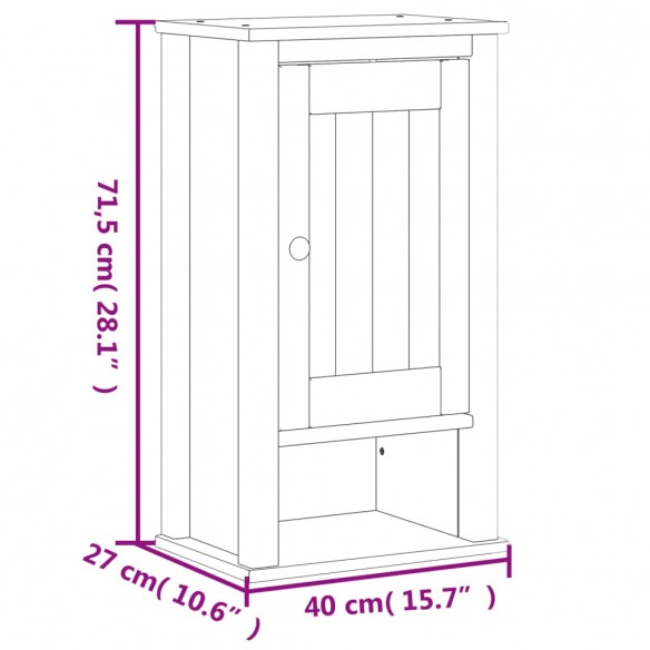 Armoire murale de salle de bain BERG blanc bois de pin massif