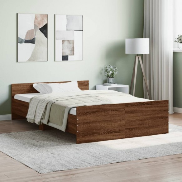 Cadre de lit tête de lit et pied de lit chêne marron 120x190 cm