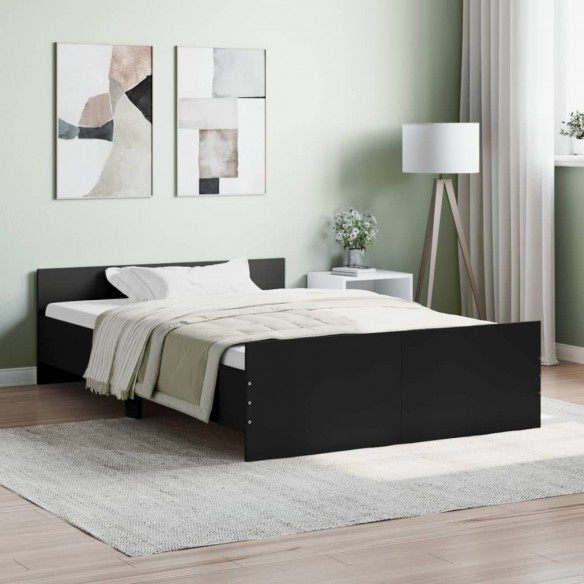 Cadre de lit avec tête de lit/pied de lit noir 120x200 cm