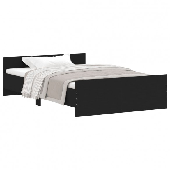 Cadre de lit avec tête de lit/pied de lit noir 120x200 cm