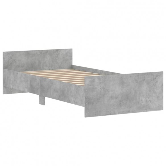 Cadre de lit gris béton 90x200 cm bois d'ingénierie