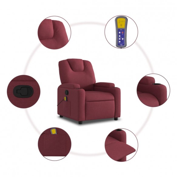 Fauteuil de massage inclinable Rouge bordeaux Tissu