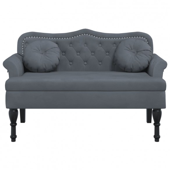 Banc avec coussins gris foncé 120,5x65x75 cm velours