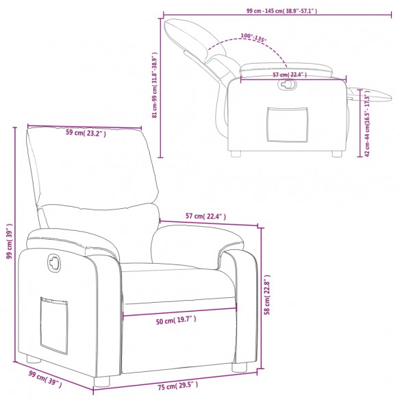 Fauteuil inclinable Crème Similicuir