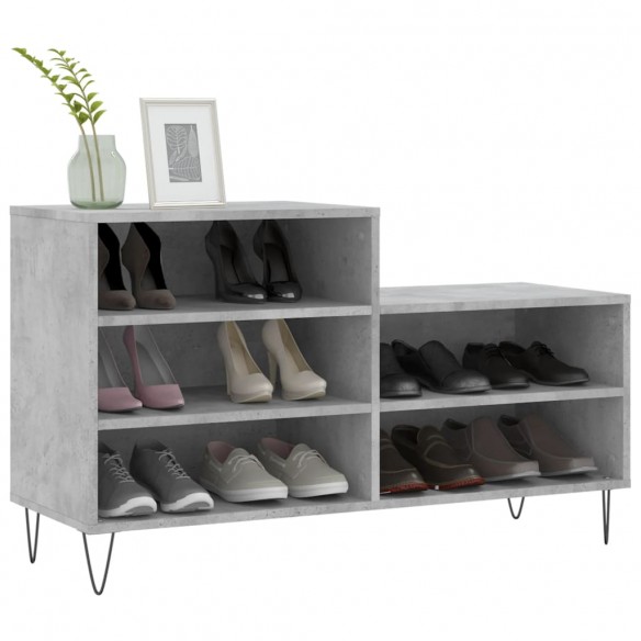 Armoire à chaussures Gris béton 102x36x60 cm Bois d'ingénierie