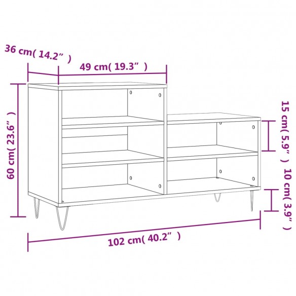 Armoire à chaussures Gris béton 102x36x60 cm Bois d'ingénierie