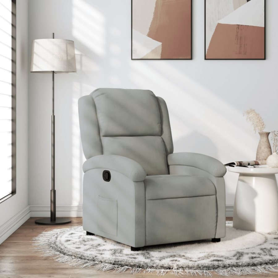 Fauteuil inclinable gris clair velours