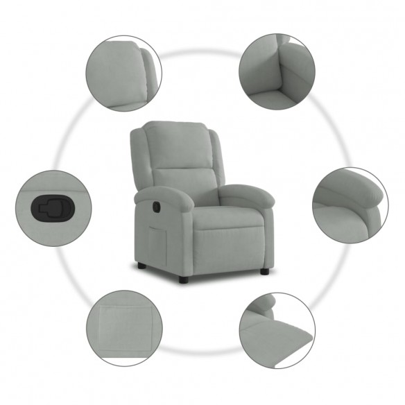 Fauteuil inclinable gris clair velours