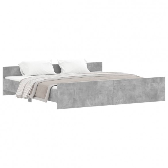 Cadre de lit tête de lit et pied de lit gris béton 200x200 cm