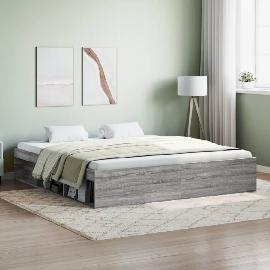 Cadre de lit sonoma gris 180x200 cm super king