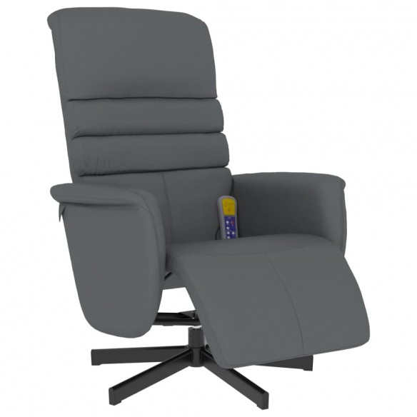 Fauteuil inclinable de massage repose-pieds gris similicuir