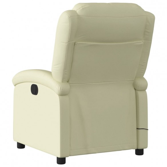 Fauteuil de massage inclinable crème cuir véritable