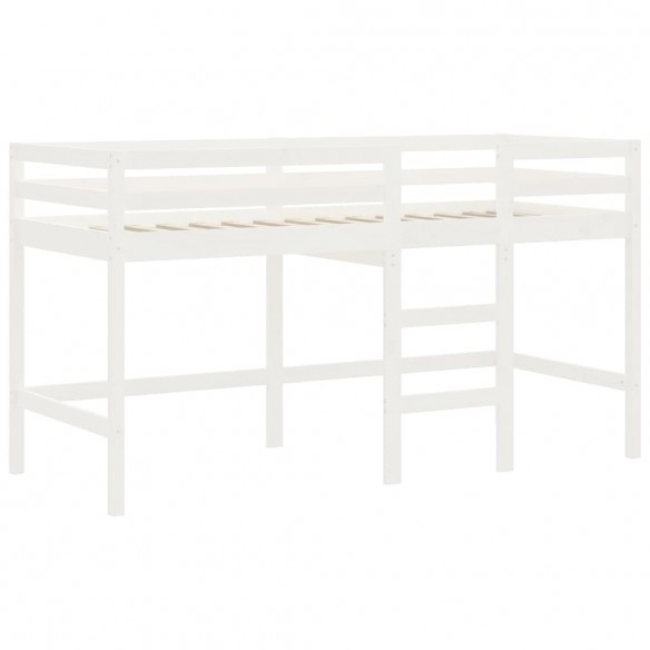 Lit mezzanine enfants échelle blanc 80x200 cm bois pin massif