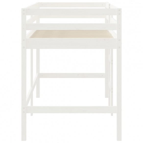 Lit mezzanine enfants échelle blanc 80x200 cm bois pin massif