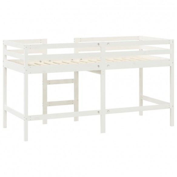 Lit mezzanine enfants échelle blanc 80x200 cm bois pin massif