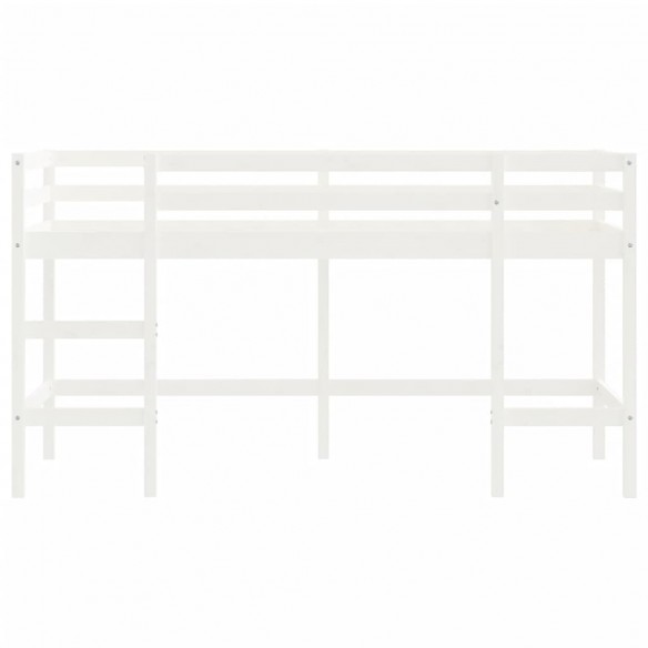 Lit mezzanine enfants échelle blanc 90x190 cm bois pin massif