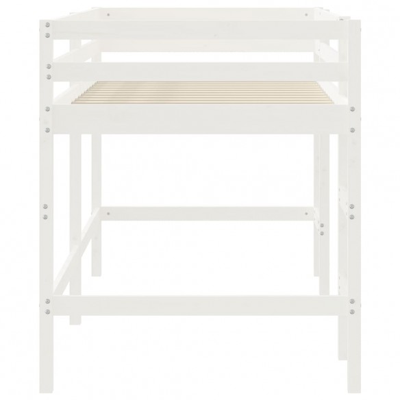 Lit mezzanine enfants échelle blanc 90x190 cm bois pin massif