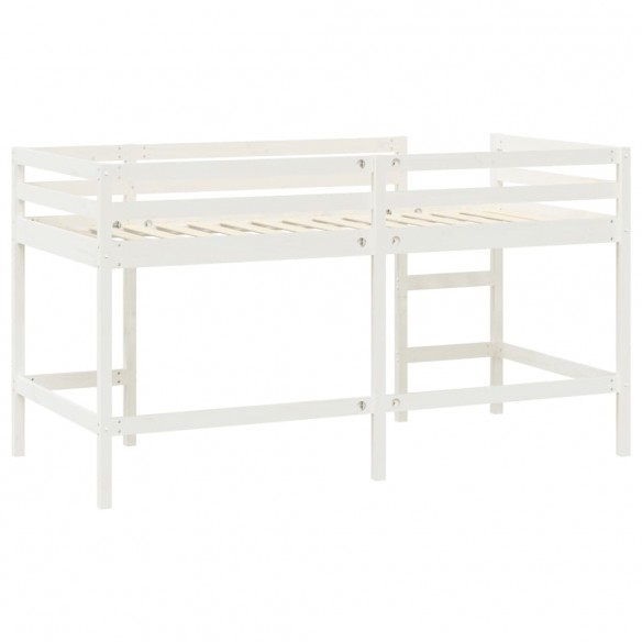 Lit mezzanine enfants échelle blanc 90x190 cm bois pin massif