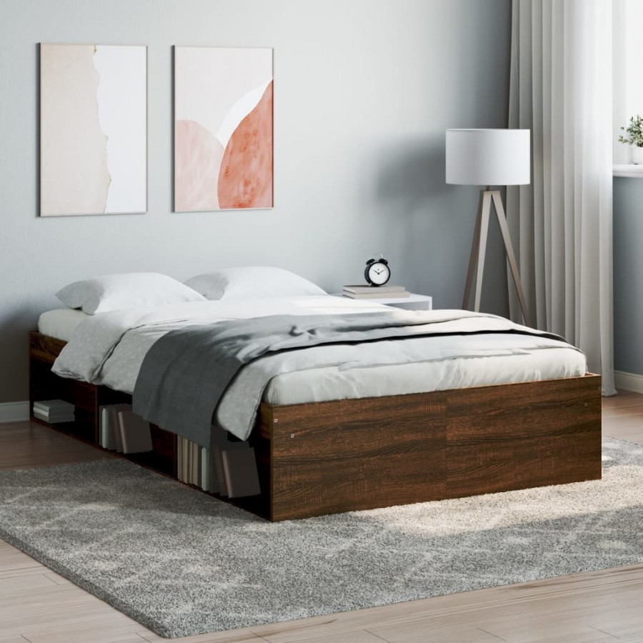Cadre de lit chêne marron 120x190 cm petit double