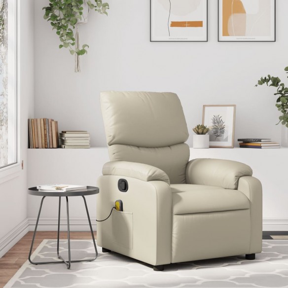 Fauteuil inclinable de massage Crème Similicuir