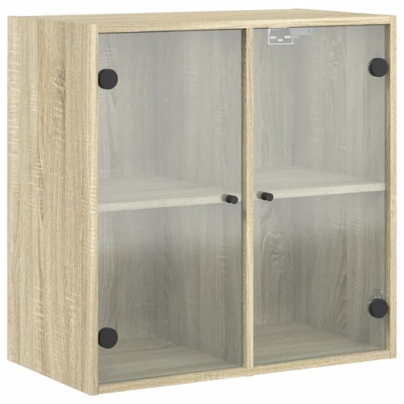 Armoire murale avec portes en verre chêne sonoma 68x37x68,5 cm