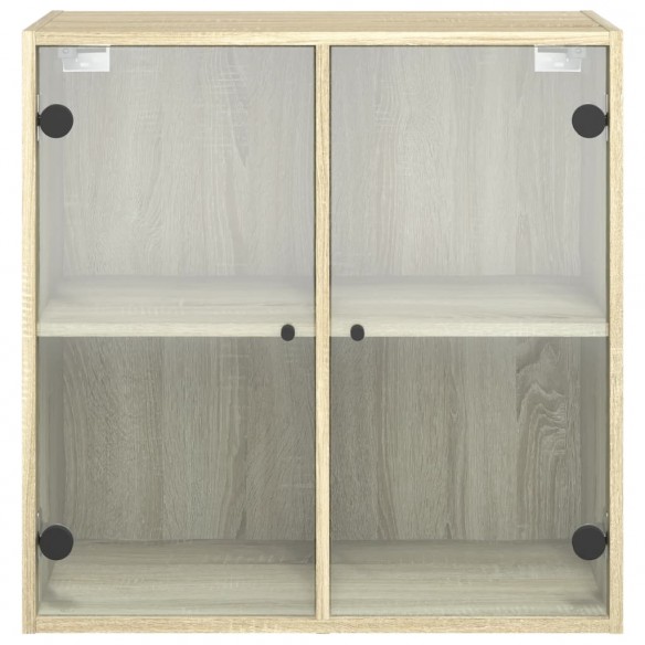 Armoire murale avec portes en verre chêne sonoma 68x37x68,5 cm