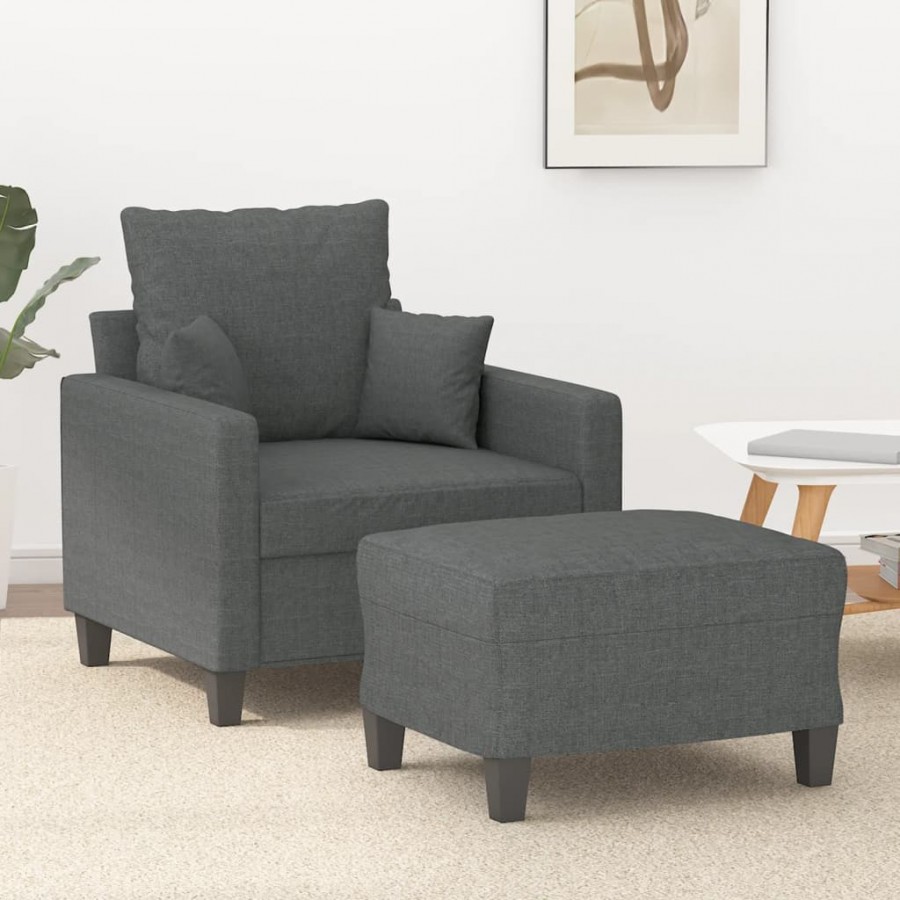 Fauteuil avec repose-pied Gris foncé 60 cm Tissu