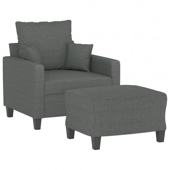 Fauteuil avec repose-pied Gris foncé 60 cm Tissu