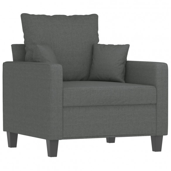 Fauteuil avec repose-pied Gris foncé 60 cm Tissu