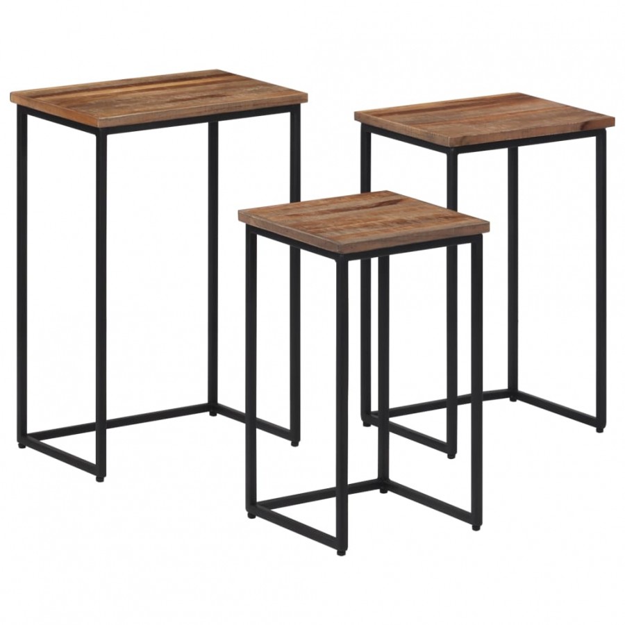 Tables basses gigognes 3 pcs bois massif de teck