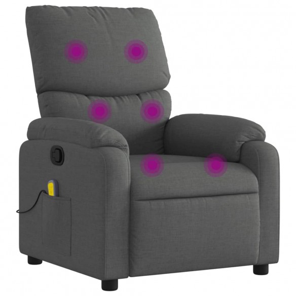 Fauteuil de massage inclinable Gris foncé Tissu