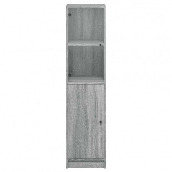 Buffet avec porte en verre sonoma gris 35x37x142 cm