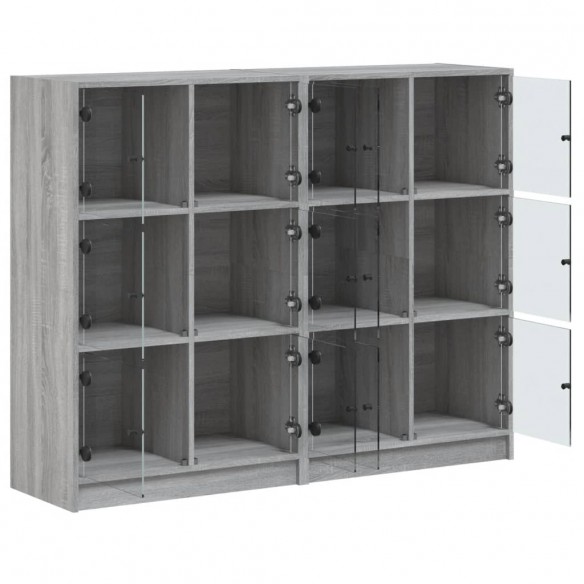 Bibliothèque avec portes sonoma gris 136x37x109 cm