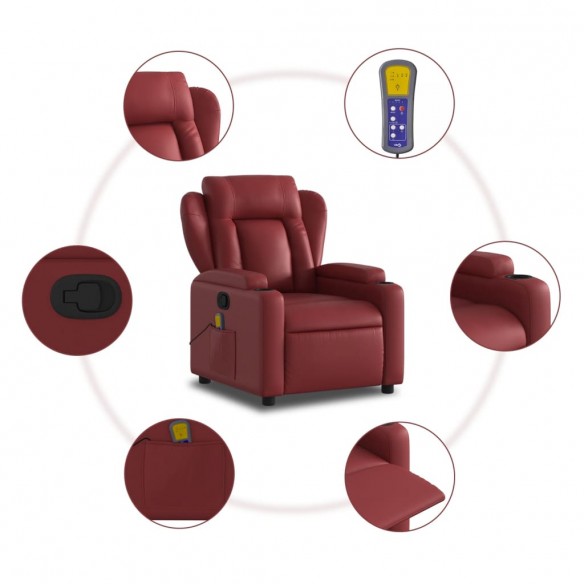 Fauteuil de massage inclinable Rouge bordeaux Similicuir