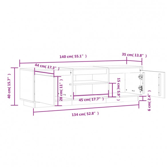 Meuble TV 140x35x40 cm Bois de pin massif