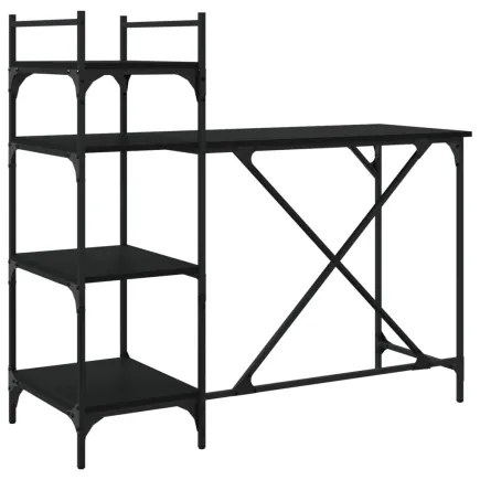 Bureau d'ordinateur avec étagères noir 120x47x109 cm 2
